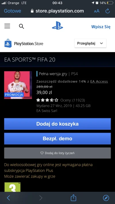 franelo - Nie wiem, czy już było, ale w #playstationstore możecie kupić grę #fifa20 z...