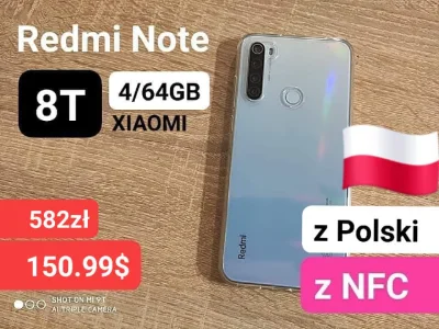 sebekss - Tylko 150,99$ (582zł) za Xiaomi Redmi Note 8T 4/64GB z Polski❗
Wersja z NF...