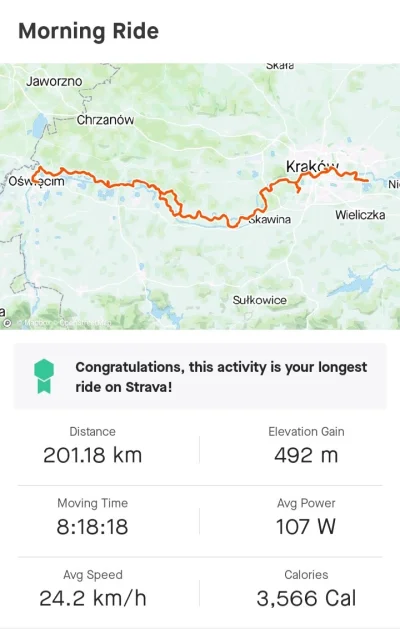 JasnyGwintCoTo - Pierwsze 200 km na #rower "na raz" zaliczone. :) 
Bylo ciężko ale ko...