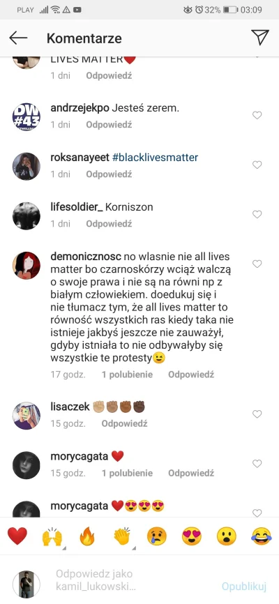 H00X - Gdy dasz #alllivesmatter na instagramie 

#usa #blacklivesmatter #polska