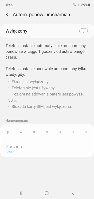 CeZiK - @Viarus: w Samsungu jest opcja automatycznego uruchomienia telefonu ponownie.