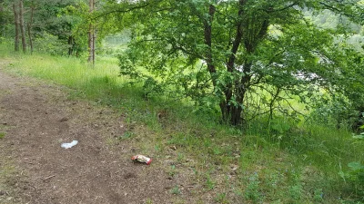 pogop - Śmieci na ścieżce w lokalnym rezerwacie przyrody (rezerwat Kuźnik w Pile) , j...