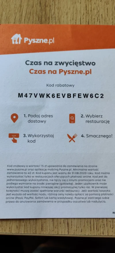 Finepl - Cześć Wykopki!
Jak ktoś jest głodny to podrzucam kod rabatowy na pyszne w wy...