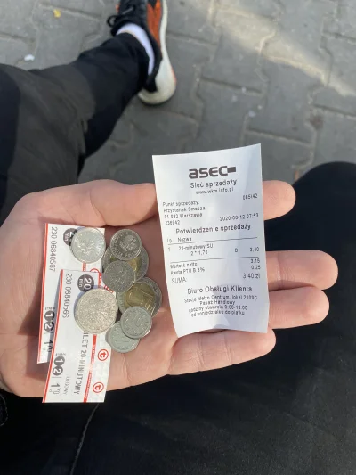 windykator74 - Kupiłem 2 bilety za 3,40, dałem banknot 10zl i jeszcze zarobiłem ( ͡° ...