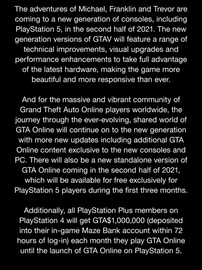 dj_mysz - Rockstar wydaje GTAV na nowe konsole. Exclusive na #ps5 przez 3 miesiące.
...