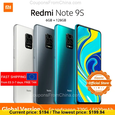 n____S - Wysyłka z Europy!
[Xiaomi Redmi Note 9S 6/128GB Global [EU]](https://bit.ly...