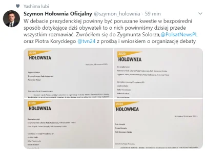 tyskaj - Szymon Hołownia złożył wnioski o organizacje debat przez TVN i Polsat.
#pol...