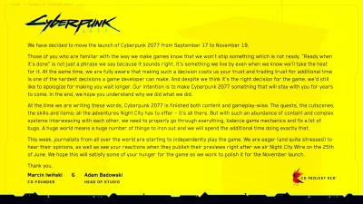janushek - Cyberpunk ZNOWU XD opóźniony, tym razem do 19 listopada.
#gry #cyberpunk2...