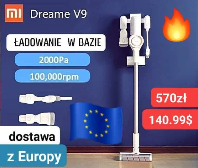 sebekss - Tylko 140.99$ (570zł) za odkurzacz pionowy Xiaomi Dreame V9 z Europy❗
▶️Wi...