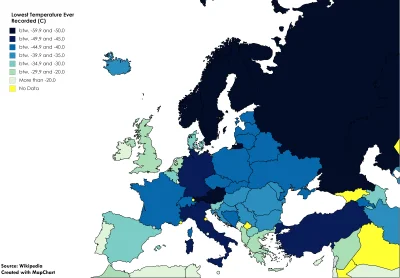 WuDwaKa - Najniższe temperatury jakie kiedykolwiek zarejestrowano w Europie

#mappo...