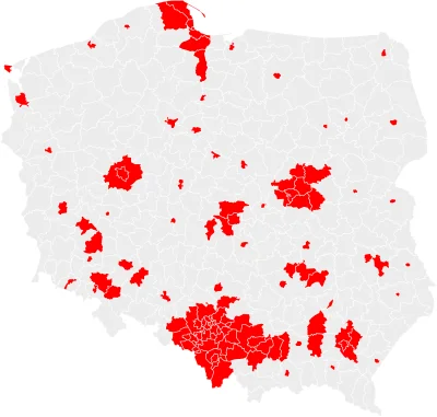 m.....0 - Połowa mieszkańców Polski mieszka w 117 powiatach zajmujących 12.4% powierz...