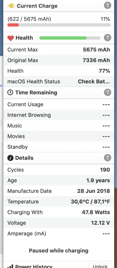 P.....l - Mirki jest to normalne że przy 190 cyklach bateria w MBP z '18 jest już do ...