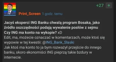 S.....i - ING już trzęsie dupą, bo straci rachunek wart 21 zł i 37 groszy uzbierane z...