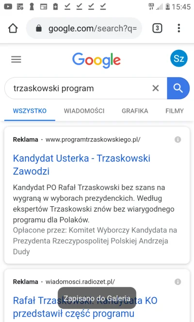 Sajgonov - Pierwsza reklama po wpisaniu "Trzaskowski program" w Google. Opłacona prze...