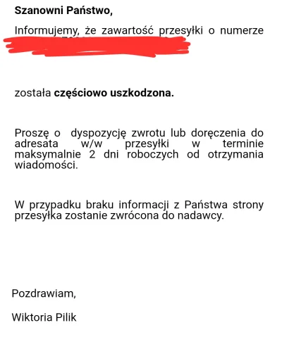 Kummernis - Nie rozumiem o co chodzi. Paczka została uszkodzona, ale co ja mam z tym ...