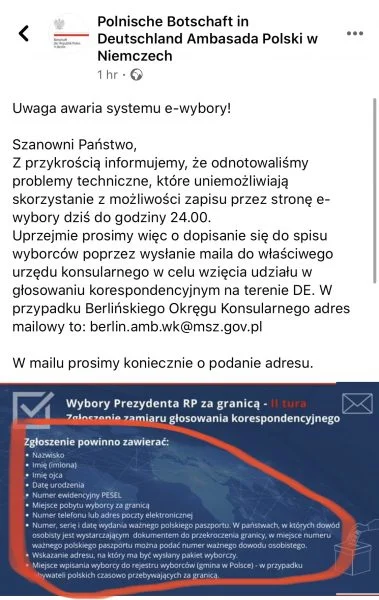 prawarekasorosa - Awaria systemu wyborczego. Emigranci zachęcani do przesyłania danyc...