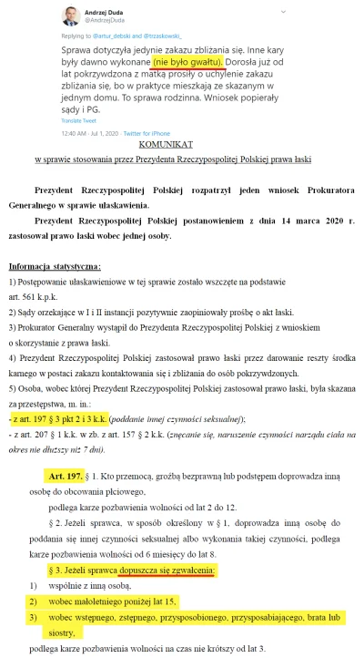 R187 - @Cierniostwor: Duda pisze, że "nie było gwałtu". Było zaledwie "zgwałcenie", w...