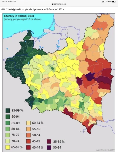 jarobe1 - Jak ktoś chce , to na mapę wyborców może sobie nałożyć mapę piśmiennych (po...