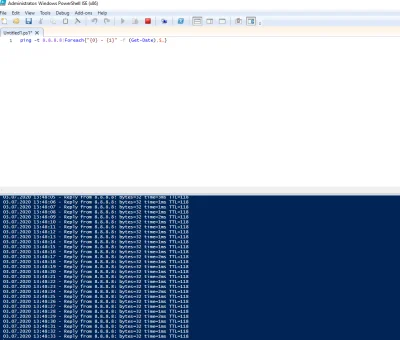 thority - @mkmk200: da radę, otwórz Powershell, wklej to: 
ping -t 8.8.8.8|Foreach{"...