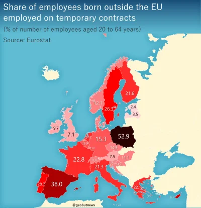 arturo1983 - Odsetek pracowników urodzonych poza UE zatrudnionych na podstawie umowy ...