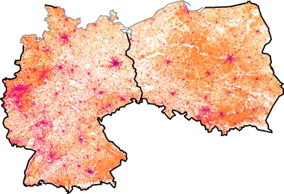 TerapeutyczneMruczenie - Gęstość zaludnienia Niemiec i Polski

#niemcy #polska #map...