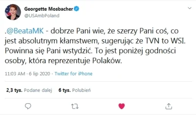 tombeczka - Ambasador Georgette Mosbacher wyjaśnia krótko rzeczniczkę prasową PiS-u.
...