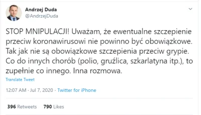 Tym - Duda mówi, że jego słowa zmanipulowano. I mówi, że miał na myśli Covid, a co do...