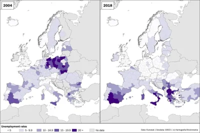 JohnFairPlay - Ciekawie to wygląda na mapie, stopa bezrobocia w Europie kiedyś i dziś