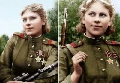 pieczarrra - Roza Shanina (zangielszczone), 19-letnia sowiecka snajperka, która w 194...