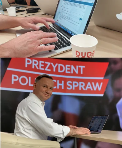 b.....a - Ciekawostka, Duda wrzucił dwa zdjęcia jak "odpisuje" na komentarze. Każde b...