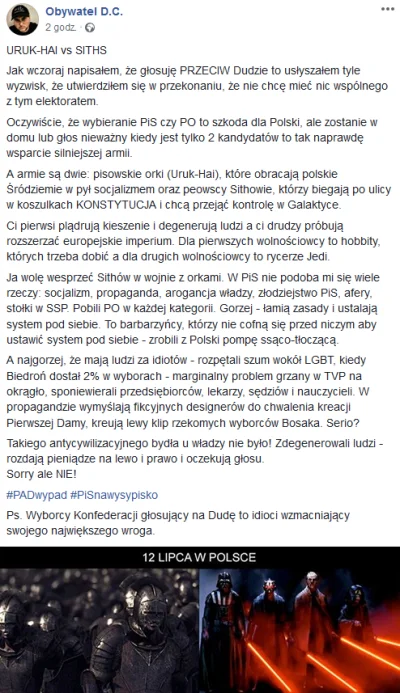 piaskun87 - > Oczywiście, że wybieranie PiS czy PO to szkoda dla Polski, ale zostanie...