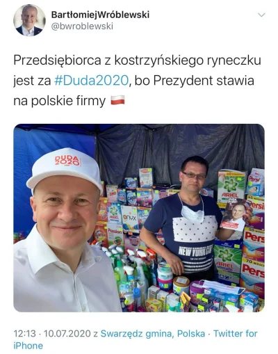 s.....s - Przedsiębiorca z #kostrzyn popiera Dudę, bo ten stawia na polskie (sic!) fi...
