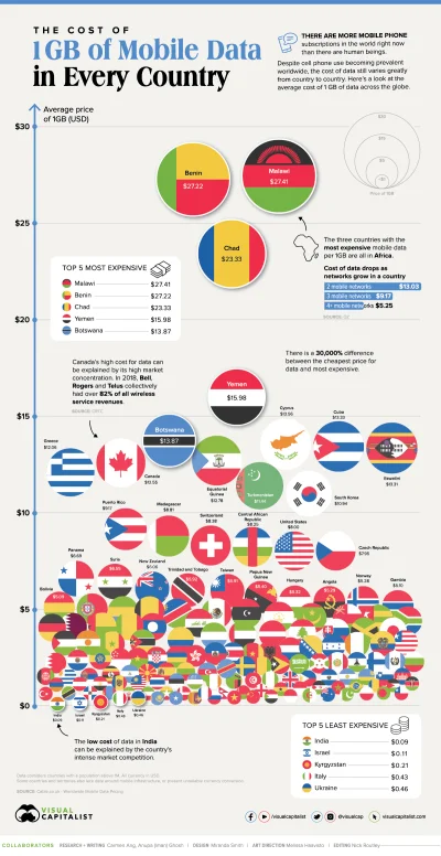 Precypitat - Cena gigabajta danych w zależności od kraju. 
#infografika #ciekawostki