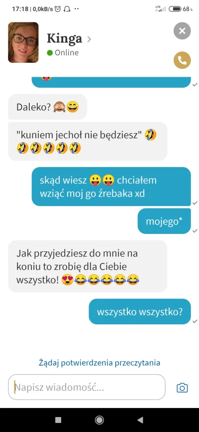 varmiok - Ma ktoś konia pożyczyć?
#rozowepaski #tinder #badoo