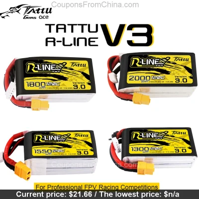 n____S - TATTU R-LINE V3.0 14.8V 1300mAh 120C 4S RC Battery - Aliexpress 
Cena: $21....
