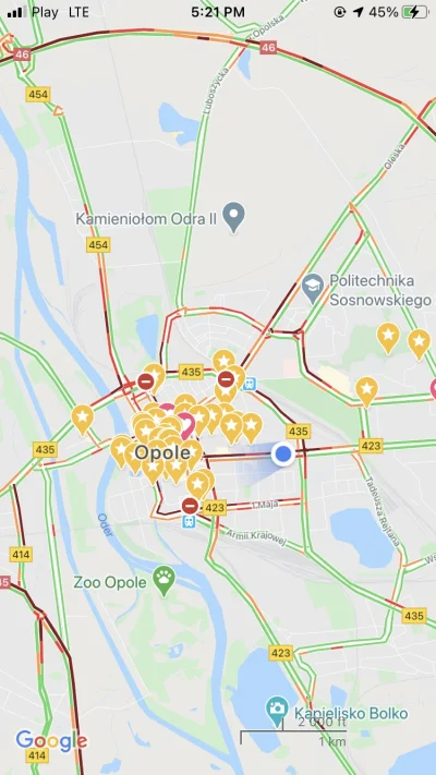 baniorzzmodzela - @zajelimilogin: prawie całe Opole na czerwono/bordowo