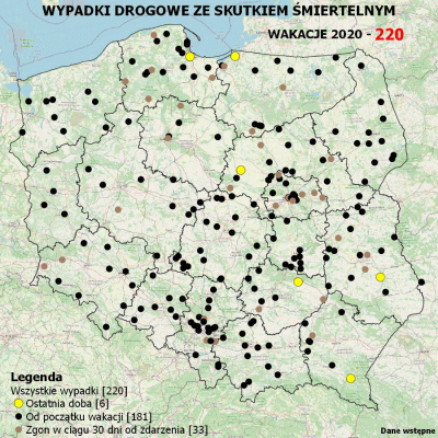 Birbirgo13 - MAPA WYPADKÓW DROGOWYCH ZE 
SKUTKIEM ŚMIERTELNYM - WAKACJE 2020

Mi...