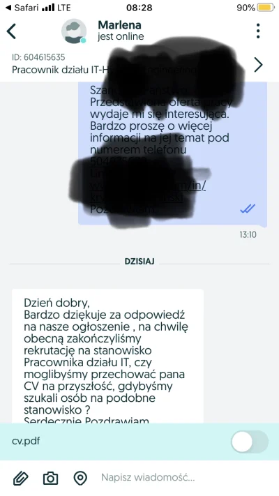 c.....r - Kiedy wysyłasz na Olx aplikacje na ofertę pracy i dostajesz taka wiadomość ...