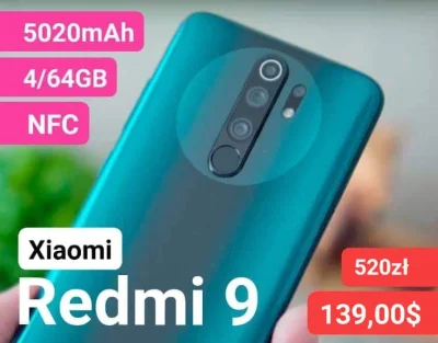 sebekss - Tylko 139$ (520zł) za XIAOMI Redmi 9 4/64GB z NFC❗
➡️ Najtańszy Xiaomi z N...