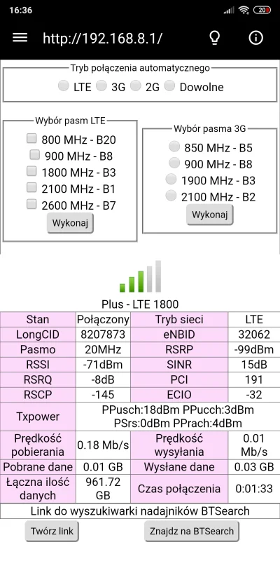 exelent - @Specjalista_Plus: wszystkie pasma lte i 3g wyglądają podobnie. Urywa przy ...