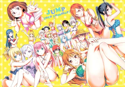 bastek66 - Yabuki narysował plakat bohaterek mang Weekly Shounen Jumpa #anime #animed...