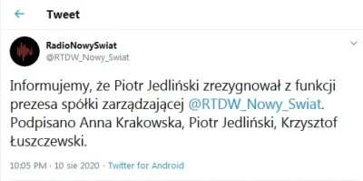 tombeczka - Piotr Jedliński zrezygnował z funkcji prezesa spółki zarządzającej radiem...