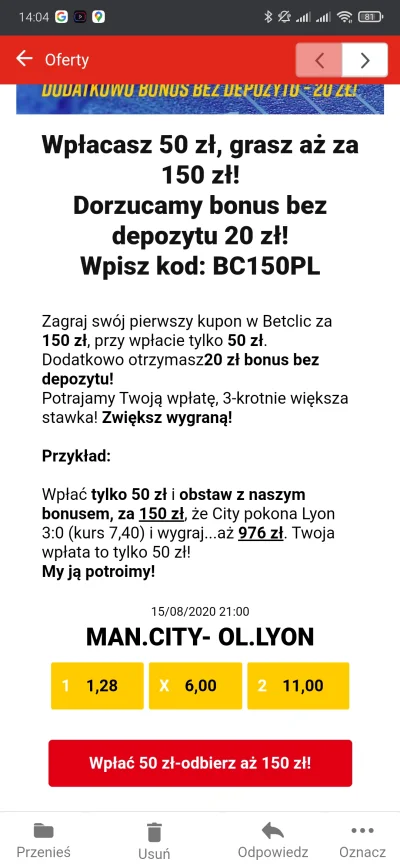 jasium66 - Ktoś skorzystał z tego kodu? Jak to działa wpłacam 50 i od razu mam 150zl,...