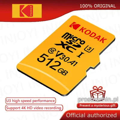 Prostozchin - >> Karta MicroSD Kodak 256GB V30 A1 << ~106 zł.

Przykładowo pojemnoś...
