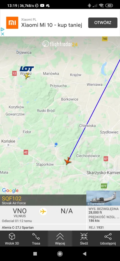 Digidonk - wczoraj po 13 nade mną latały Słowackie Siły Powietrzne lol
#flightradar2...