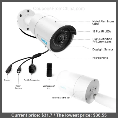 n____S - Reolink PoE IP Camera - Aliexpress 
Kod rabatowy > QPONY828
Cena: $31.70 (...