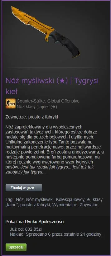 Wakabajashii - Sprzedam ten nóż za przelew/blik, możliwe również allegro.
#csgo