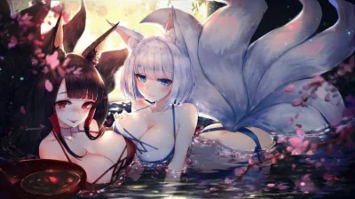 synbozy777 - #kaga #akagi #azurlane #anime #randomanimeshit #swimsuit #kitsunemimi #k...