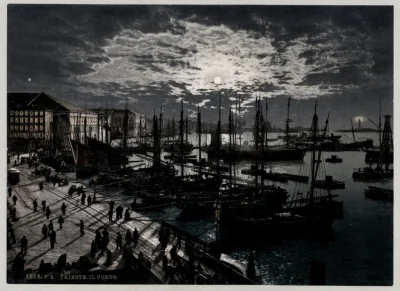 myrmekochoria - Port w Trieście w świetle Księżyca, 1890. Włochy przystąpiły do Enten...