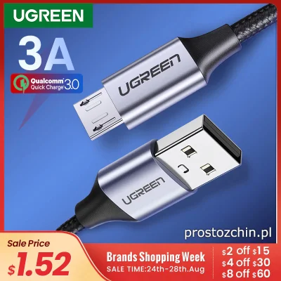 Prostozchin - >> Porządny kabel USB-MicroUSB Ugreen << od 6 do 14 zł.

Np. 1 metr ~...